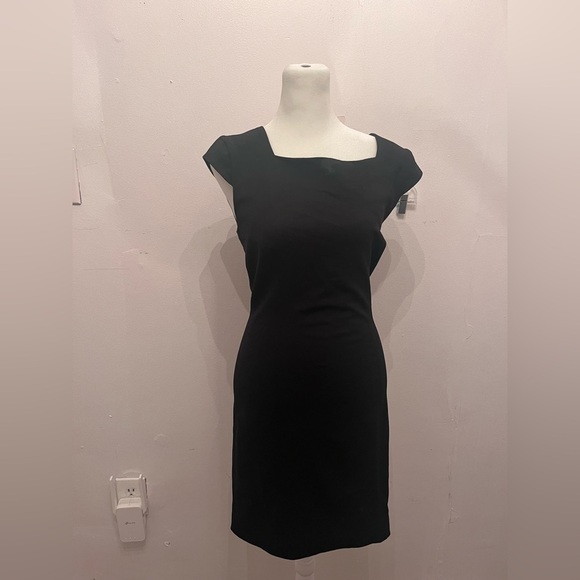 Helmut Lang Midi Cap Sleeve Dress Black Size 4 - Picture 1 of 3